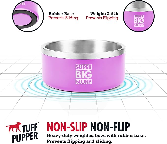 Tuff Pupper 100 oz Heavy Duty Insulated Stainless Steel Dog Bowl for Large Dogs, Non-Slip Base, Dishwasher Safe - Image 4