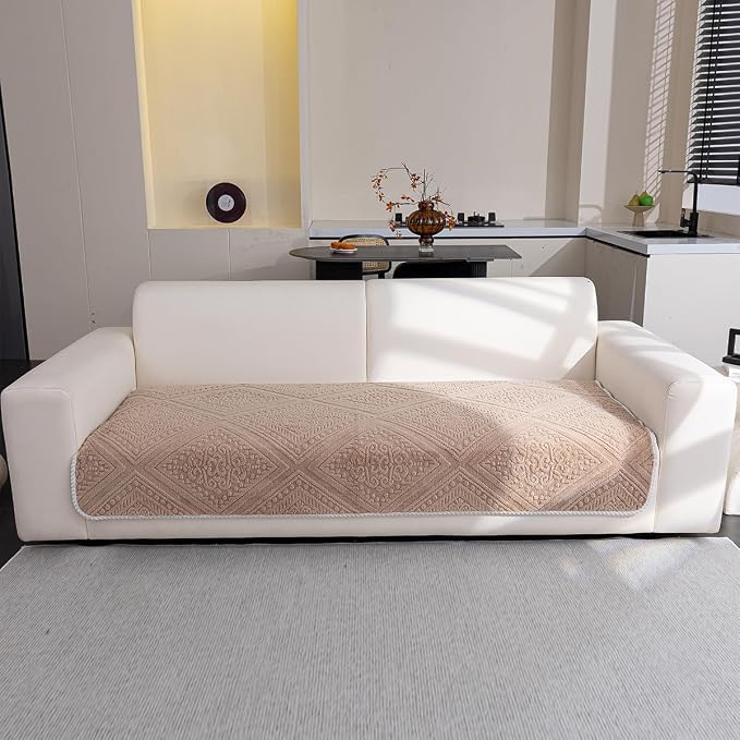 Boho Couch Cover Non Slip Sofa Cover Washable for Dogs, Sectional Couch Covers Soft, Plush Sofa Slipcover Furniture Protector Covers for L Shaped(Khaki, 36"x 63") - Image 2