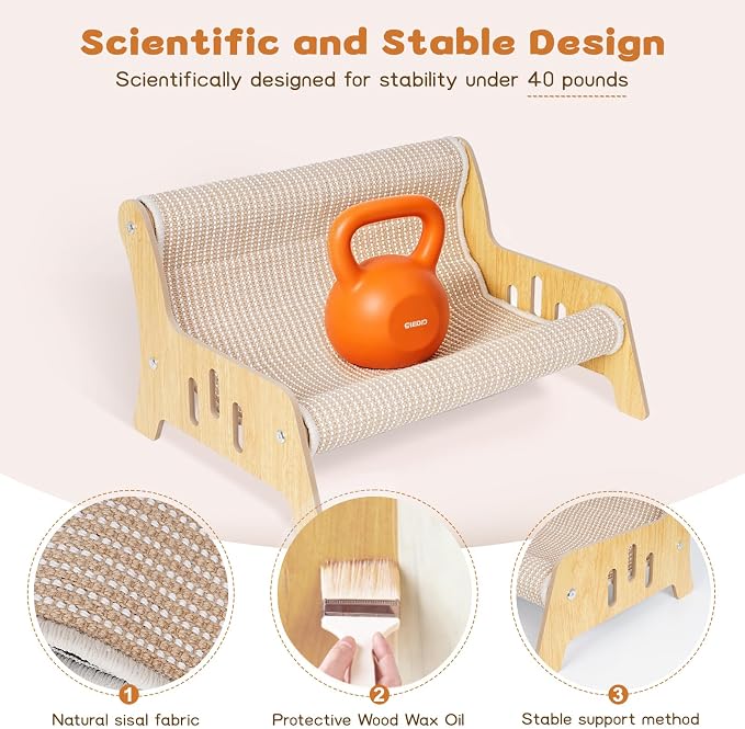 Sisal Cat Scratcher Sofa, Durable Frame Cat Couch Scratcher for Indoor Cats, Mess-Free No Shedding Cat Scratcher Bed, Multi-Functional Lounge for Scratching & Playing, Easy Assembly Furniture - Image 3
