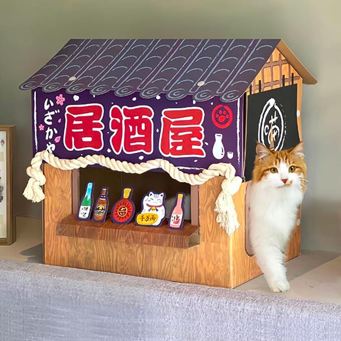 SMILE PAWS Cat Beds for Indoor Cats, Cardboard Cat House with Scratchers, Izakaya Bar, Large Sturdy Cat Furniture Condo Cave Tent, Easy to Assemble Pet Toys Accessories Stuffs, Bunny Small Animals - Image 6