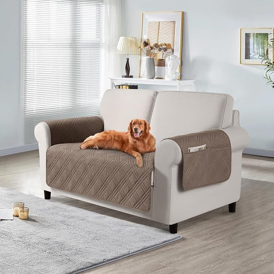 TAOCOCO Waterproof Loveseat Covers for Pets Dogs with Non Slip Backing, Sofa Seat Covers with Side Pocket for 2 Cushion Couch Washable Dog Couch Cover Protector Sofa Slipcovers(Loveseat, Taupe) by TAOCOCO