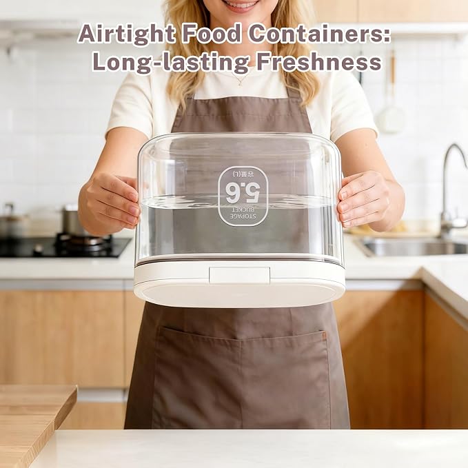 LEAWALK 5-8Lbs/5.92Qt/5.6L Airtight Dog Cat Food Storage Container and Pet Storage Bin BPA-Free. PET Clear Stackable Dog Treat Containers for Pet Food/Rice/Dry/Cereals/Flour/Sugar/Bread - Image 6
