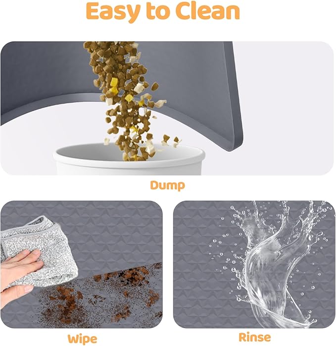 Dog Food Mat 51''x25.6'' Extra Large Dog Mat for Food and Water,Light Grey | Silicone Dog Bowl Mat with Raised Edge, Waterproof Non-Slip Pet Feeding Mat for Floors, fit for Dog Cat Bowls - Image 5