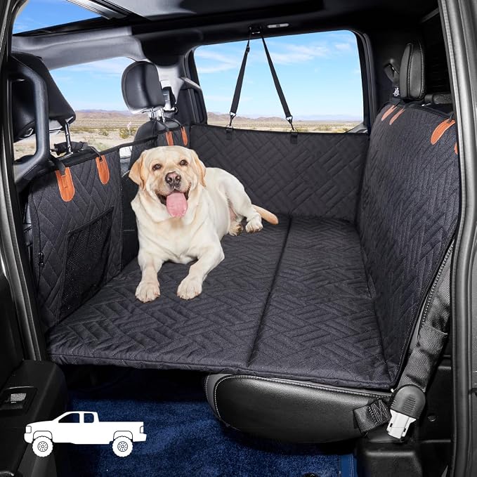 YJGF Hard Bottom Dog Car Seat Cover for Full-Size Trucks,Back Seat Extender | Strong Support,More Rest Space,Waterproof, Scratch Resistant,Car Seat Protector,Dog Hammock for Car/SUV/Small Truck by YJGF