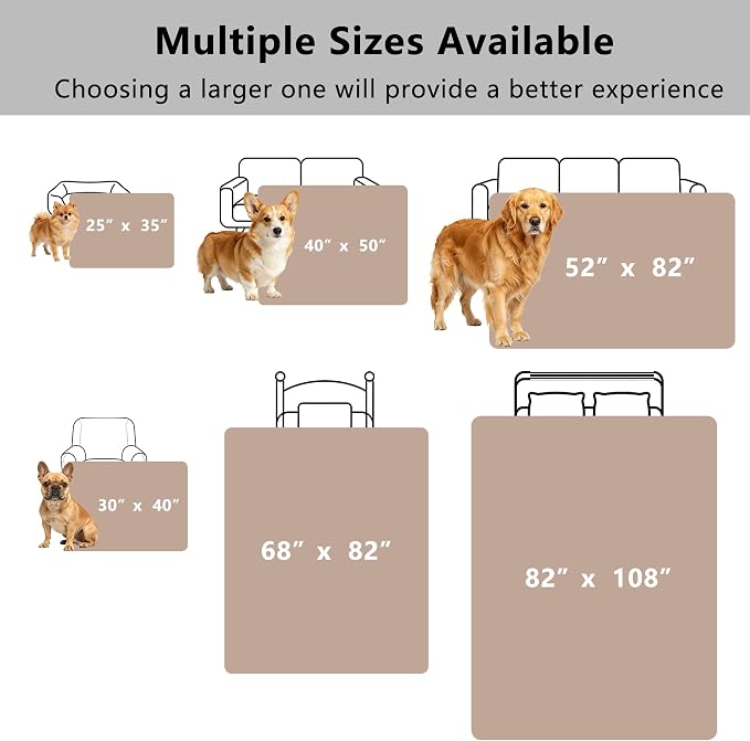 Waterproof Blanket - Reversible Dog Throw as Furniture Protector | Soft Velvet & Flannel, TPU Leak-Proof Liner, Machine Washable, Fits Couch and Bed, 82" x 108", Beige/Khaki - Image 7