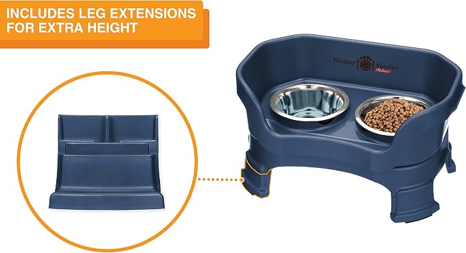 Neater Feeder Deluxe Mess-Proof Elevated Dog Bowls for Small Dogs (Up to 19 lbs), 2 Height Adjustable (6” & 7.5”) No-Spill Raised Dog Bowl Stand, Stainless Steel Food Bowl Set, Made in USA, Dark Blue - Image 6