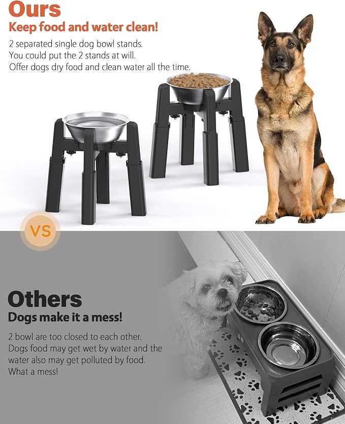 CZPET Dog Bowl Stand, 51 oz Large Capacity Stainless Steel Feeder (2 Pack) | Elevated Pet Water & Food Bowl for Medium Dogs, Stable and Anti-Slip Raised Bowl - Image 2