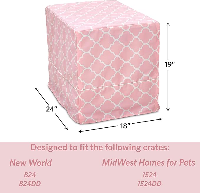 MidWest Homes for Pets Small Dog Crate Cover Featuring Teflon Fabric Protector, Poly-Cotton Privacy Kennel Cover Fits Most 24-inch Crates, Pink Designer Print, Machine Washable, Reduces Barking - Image 7