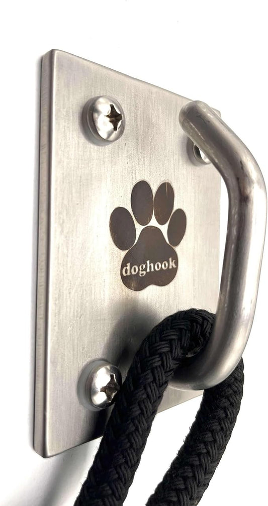 Canine Hitch- Secure Dog Leash Parking Mounted Indoor – Outdoor Wall Hook - Tie Out Stainless Steel Practical Lead Management for Home & Business, Ultimate Strength by Doghook