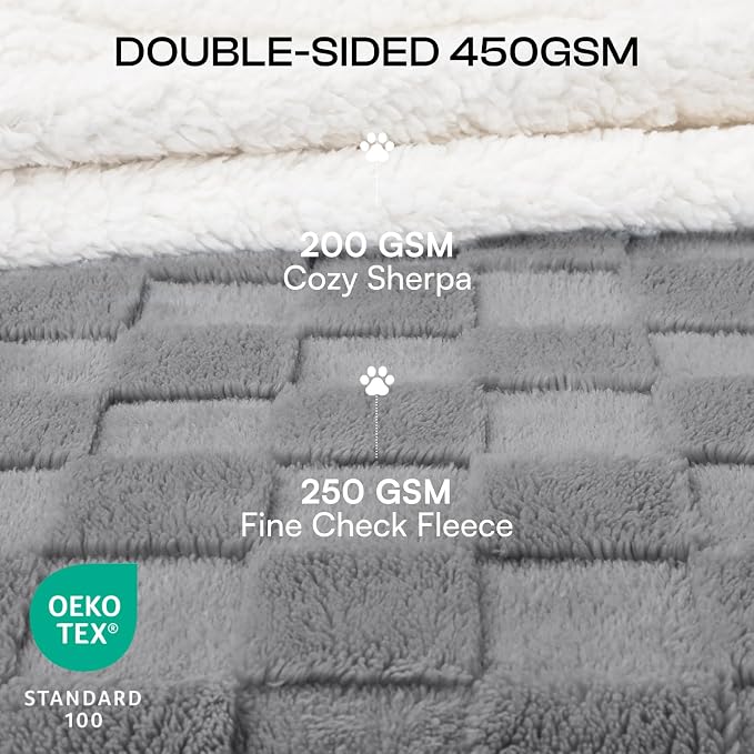Luciphia Waterproof Dog Blanket, Reversible Fleece & Sherpa, Couch Cover | Soft plush fluffy, washable, puppy, cat, dog bed, crate, car seat, sofa, throw, furniture protector,Gray,Large (65" x 57") - Image 2