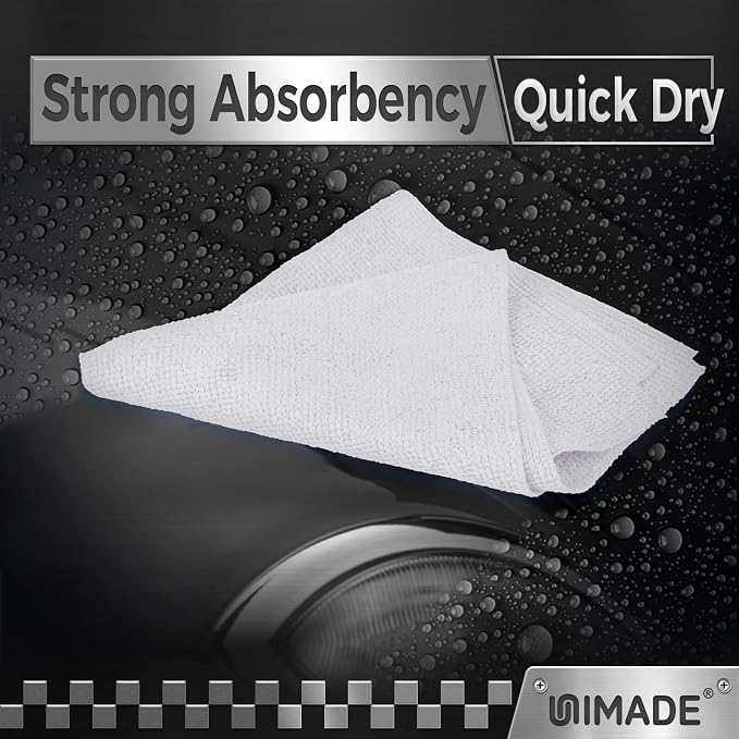 UNIMADE Shop Towel Rag, 200 Pack Reusable Microfiber Cleaning Cloth | Rags Bulk Lint Free Towels for Car Kitchen Automotive Bar Mechanic Restaurant Garage, 11.5"x 11.5", White - Image 4