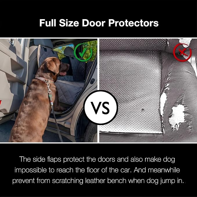 56" Wx60 L Dog Car Seat Cover for SUV & Truck, Heavy Duty 900D Waterproof Pet Hammock with Mesh Window, Odorless Scratchproof Backseat Protector for Large Dogs, Fit Model Y, F-150, RAV4 - Grey - Image 6