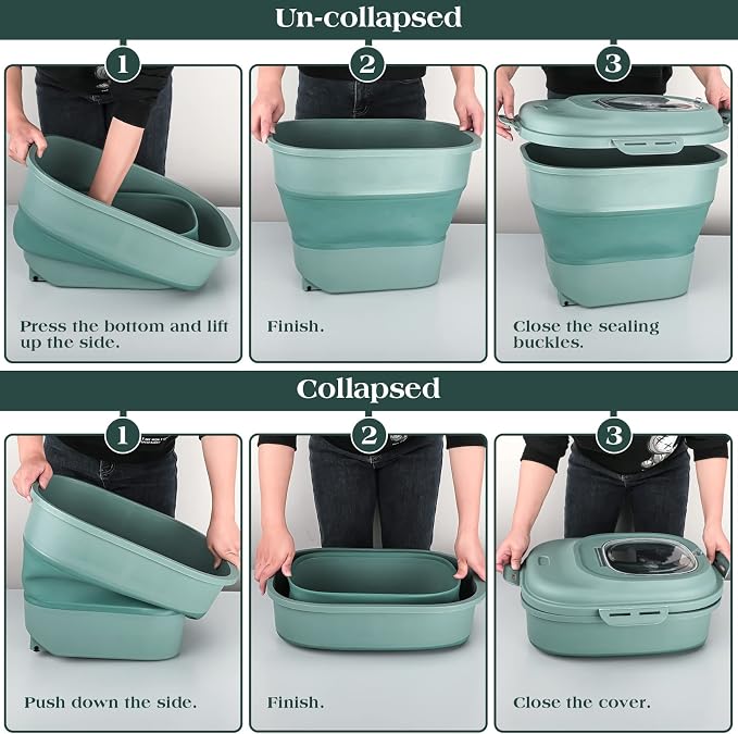 TIOVERY Dog Food Storage Container, Airtight Collapsible 13lb to 30lb Pet Food Container with Flip Top, Rolling Wheel, Scoop and 3L small container for Dog Cat Food and Dry Food of Rice, Flour - Image 5