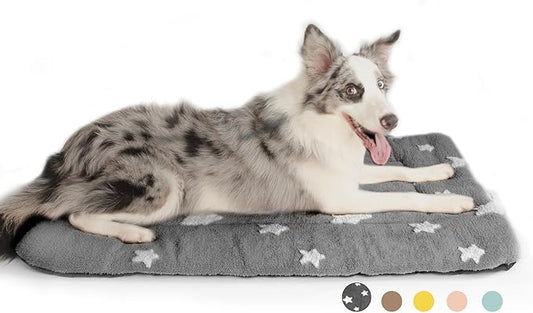 Mora Pets Dog Crate Pad Dog Kennel Bed Mat for Large Dogs Washable Cute Star Pet Bed for 36 inch Cage Ultra Soft Flat Puppy Cat Cushion for Cozy Sleeping Anti-Slip Grey 36 x 23 by MoraPets