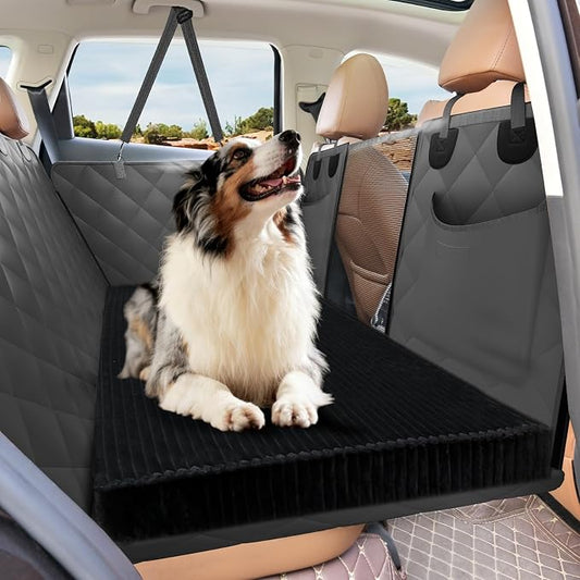 Dog Bed for Car Back Seat 4in, Non-Slip Backseat Pet Mat Standard | Soft Blanket for Travel, Plaid Flannel, Quilted PP Cotton Filling, Non-Slip Backing, Machine Washable, Fit Backseat Extenders by ROUWINNE