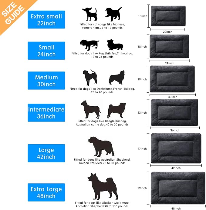 Dog Beds Crate Pad for Medium/Large Dogs Fit Dog Crates,Washable & Anti-Slip Kennel Pad for Dogs Cozy Sleeping Mat,Dark Gray 42inch | Ultra Soft Kennel Pad,Anti-Slip Bottom,Fits for Most Metal Crates,Comfortable Sleeping Pet Mat - Image 2