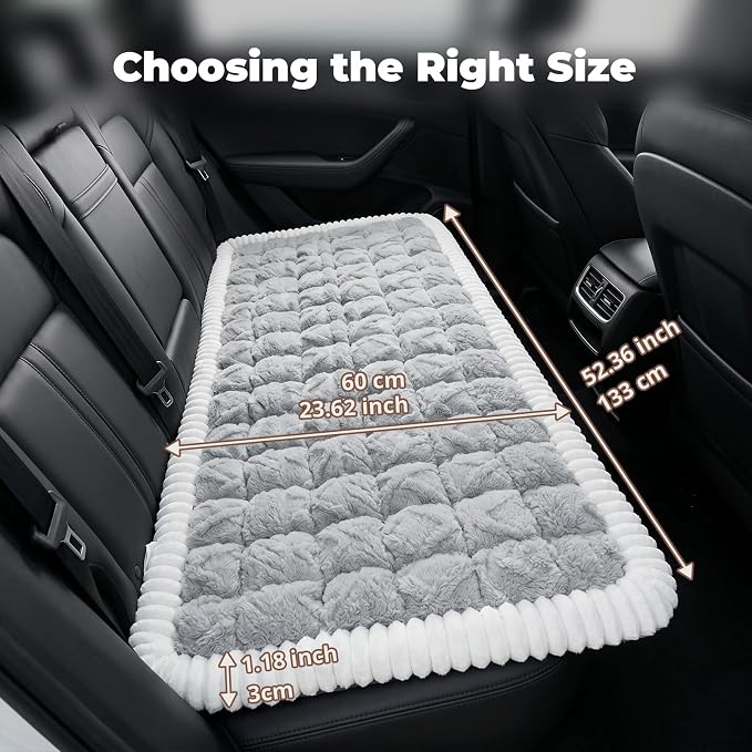 Avont Dog Bed for Car Back Seat, 2026 New Backseat Pet Bed Mat | 52.3"x23.6" Back Seat Pet Cover for Dogs Machine Washable Non-Slip Thick Plush Travel Mat for SUVs Trucks Camping Light Grey - Image 4