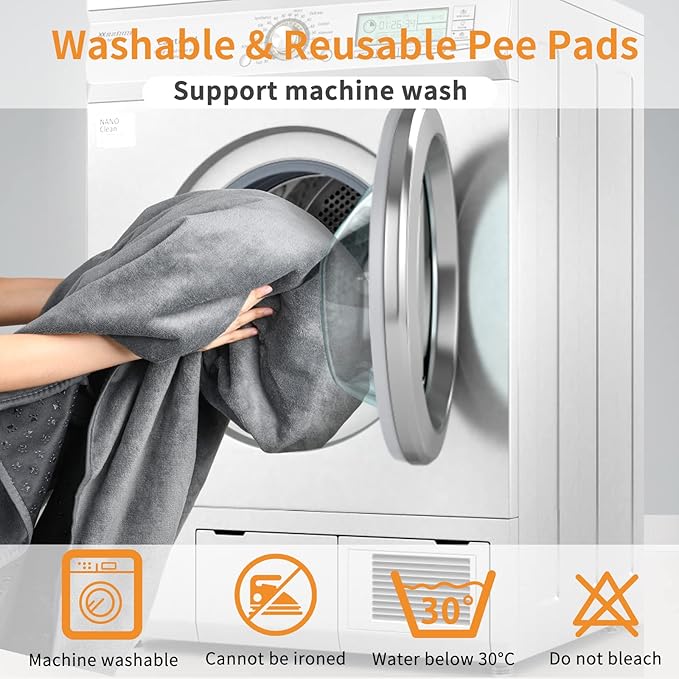 LOOBANI 2 Packs Extra Large Reusable Dog Mat for Floor, Non-Slip Washable Pee Pads for Dogs, Fast Absorbent Pet Whelping Pads, Puppy Playpen Mat for Incontinence, Housebreak, Crate (36"x48"-Gray) | Leak-Proof and Non-Slip Reusable Puppy Pads, Machine W... - Image 5