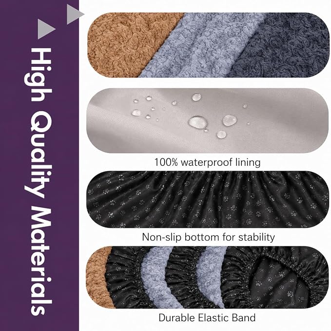 Waterproof Dog Bed Cover Replacement, Luxury Faux Fur Calming Pet Bed Cover with Fitted Sheet Design, Anti-Slip Bottom & Elastic Cord, Washable Protective Topper for Orthopedic Dog Beds - Image 2