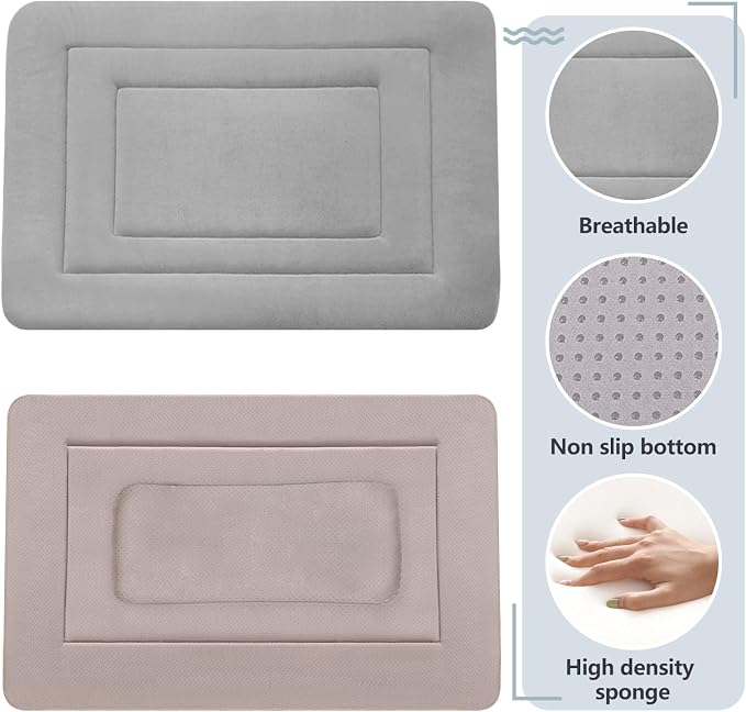 Dog Bed Soft Dog Crate Bed Pad Mat, 42 in Non Slip Bottom Washable Beds for Large Dogs, Pet Bed Mattress Kennel Pad, Clay Gray - Image 2