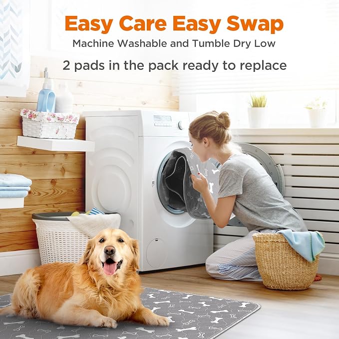 Washable Pee Pads for Dogs Large 54" x 54" 2-Pack Reusable Puppy Pads Pet Training Pads, Fast Absorb Dog Mats, Waterproof Whelping Pad, Non-Slip Protects Against Urine Leakage - Image 5