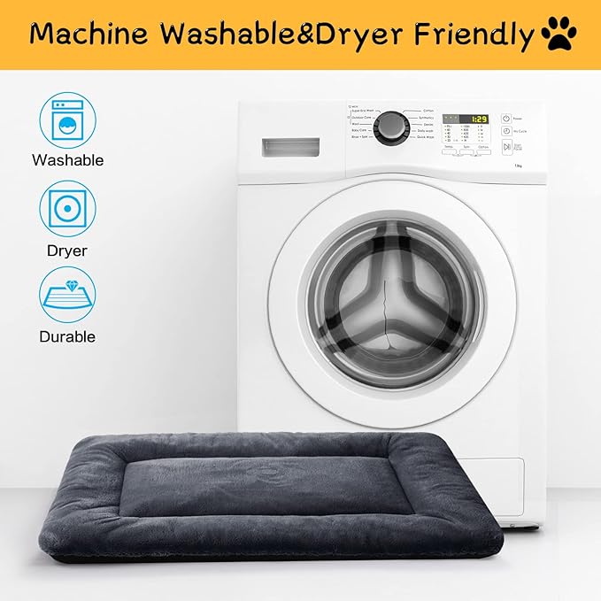 Dog Crate Pad Washable Dog Bed for Crate Medium Cozy Mat 36-Inch Dark Gray | Ultra Soft Kennel Pad,Anti-Slip Bottom,Fits for Most Metal Crates,Comfortable Sleeping Pet Mat - Image 5