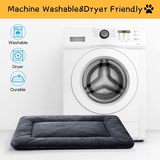 Dog Crate Pad Washable Dog Bed for Crate Small Cozy Mat 24-Inch Dark Gray | Ultra Soft Kennel Pad,Anti-Slip Bottom,Fits for Most Metal Crates,Comfortable Sleeping Pet Mat - Image 5