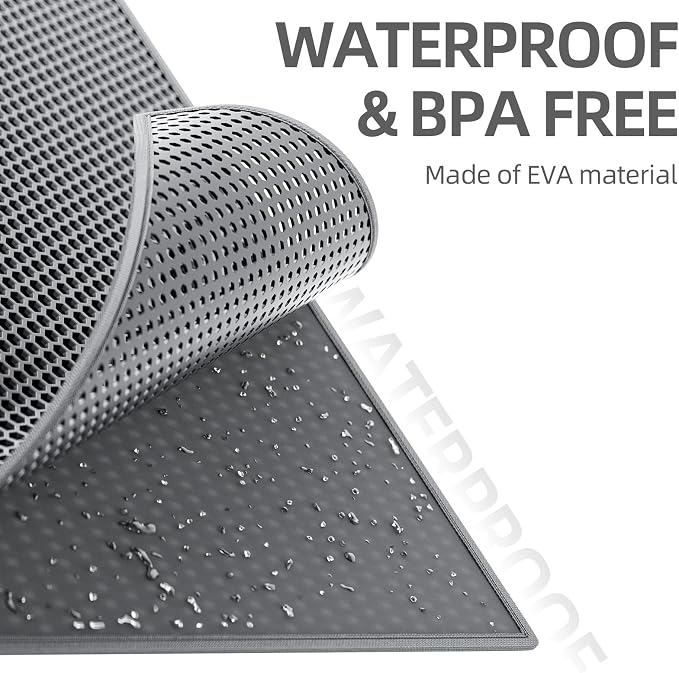ESTHELLO Cat Litter Mat Honeycomb Double Layer Design 36’’ x 30’’ Gray - Image 4
