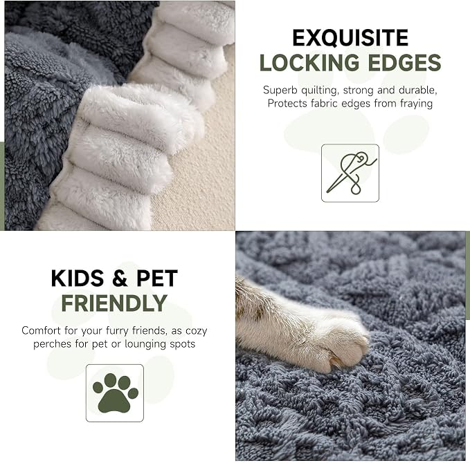 OTOB Couch Covers for 3 Cushion Sofa Pet Friendly Washable, All Seasons Non Slip Plush Fuzzy Sofa Covers, Geometric Jacquard Soft Cozy Dog Bed Mat Sofa Slipcovers Protector (Dark Gray, 27.6" x 82.7") - Image 4