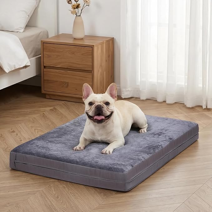 Waterproof Dog Bed for Crate, Washable Reversible Outdoor Dog Crate Bed Pad | Kennel Pet Bed for Small Dogs with Removable Cover, Waterproof, Wipeable, Anti-Slip, Outdoor, Dark Grey by WAYIMPRESS