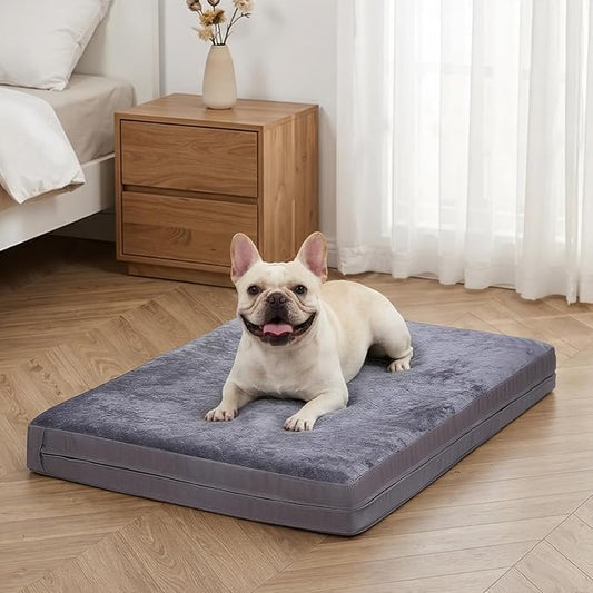 Waterproof Dog Bed for Crate, Washable Reversible Outdoor Dog Crate Bed Pad | Kennel Pet Bed for Small Dogs with Removable Cover, Waterproof, Wipeable, Anti-Slip, Outdoor, Dark Grey by WAYIMPRESS