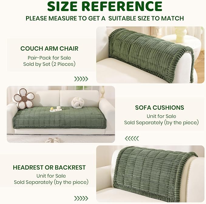 Royhom Couch Cover for Dogs Washable，Non Slip Sofa Protector for Pets | Durable & Easy Care, Soft Furniture Cover for Leather & Fabric Couches Against Claws, Spills & Fur, 35.4x82.7 Inch, Green - Image 7