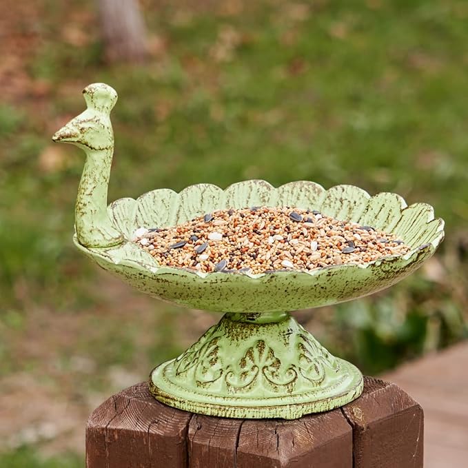 HOUYANG Cast Iron Bird Baths for Outdoors,Metal Bird Feeder,Garden Yard Table Decor | Heavy-duty material suitable for all seasons; also ideal for storing fruit, snacks, and small items indoors. by HOUYANG
