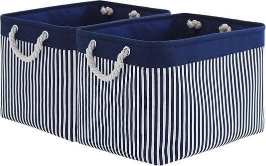 TcaFmac Organization and Storage Basket for Shelves - Large 2 Pack 16x12x12 inch Fabric Storage Cubes, Collapsible Storage Bins for Gift Closet Cloth Toy Books Kids (Navy Patchwork) by TcaFmac