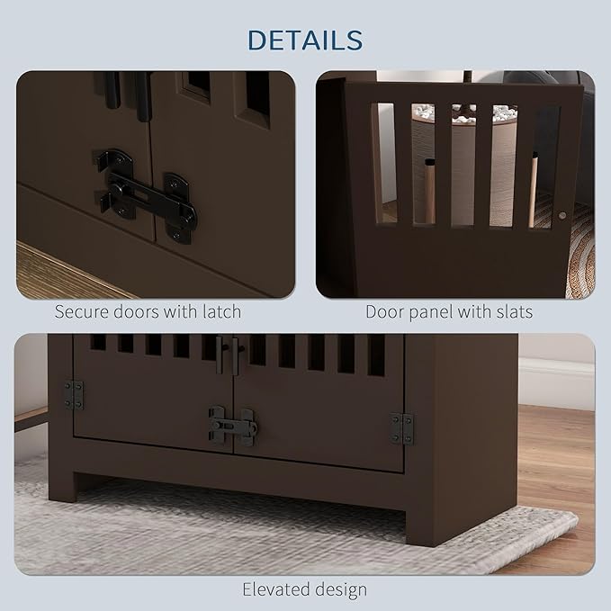 PawHut Large Elevated Dog Bowls with Storage Cabinet - 37L Capacity, Raised Dog Bowl Stand Feeding Station, Espresso | Raised Dog Bowl Stand Pet Food Bowl Dog Feeding Station - Image 5
