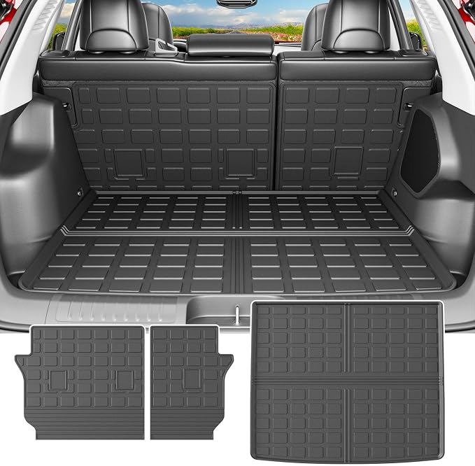 powoq Cargo Mat Compatible with 2019-2023 Jeep Cherokee Trunk Mat Cargo Liner Back Seat Protector TPE Replacement for 2019 2020 2021 2022 2023 Jeep Cherokee Accessories (Trunk Mat+Backrest Mats) by powoq