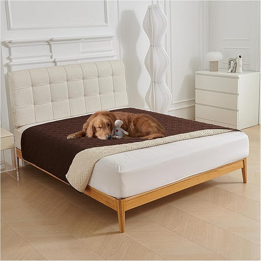 Waterproof Blanket Dog Bed Cover Non Slip Large Sofa Cover Dog Blanket for Couch Protection Pet Blanket for Furniture Bed Couch Sofa Reversible (Brown,75 * 127cm) by OREZAUQS