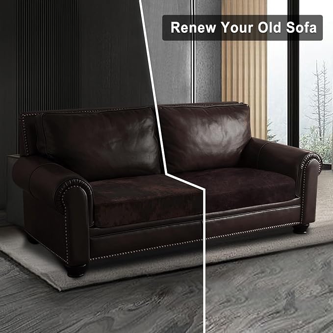 ANARACHON Leather Look Couch Cushion Covers Sofa Seat Slipcovers Sets Couches Furniture Protector for Sectional Armchair Loveseat Pets Kids Stretch Spandex Fabric (1 Cushion Loveseat, Chocolate) - Image 7