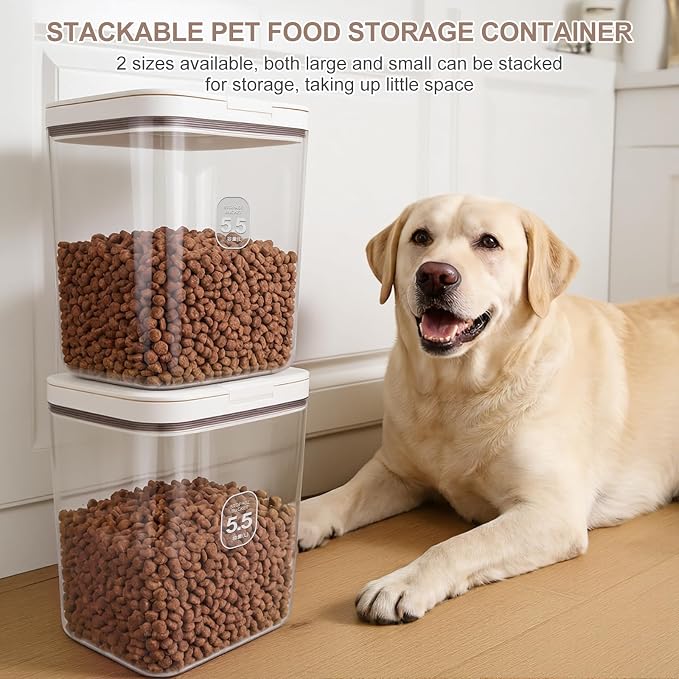 LEAWALK 5-7Lbs/5.81Qt/5.5L Airtight Dog Cat Food Storage Container and Pet Storage Bin BPA-Free. PET Clear Stackable Dog Treat Containers for Pet Food/Rice/Dry/Cereals/Flour/Sugar/Bread - Image 7