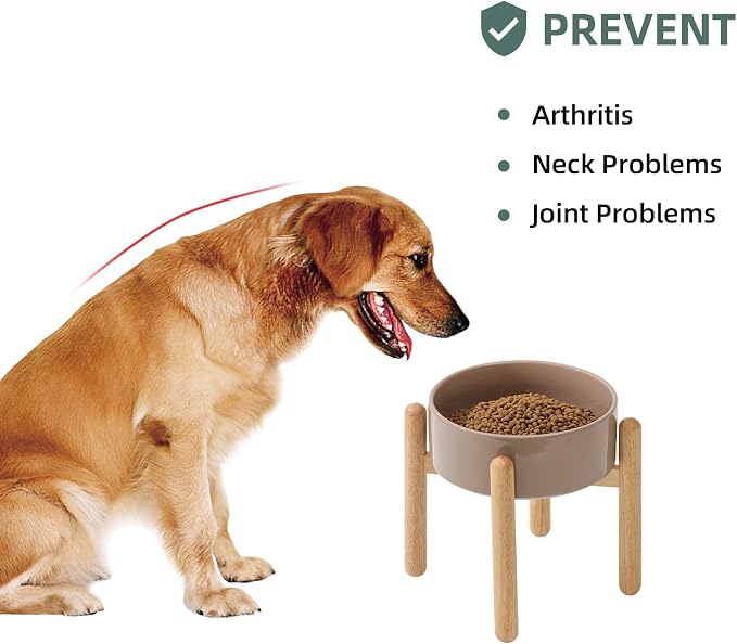 Havniva Elevated Dog Bowls Ceramic Dog Bowls with Stand, Dog Food Bowl | 8.3” Raised Dog Bowls with Non-Slip Wood Stand, Dog Food and Water Bowl Set, Dog Feeding Bowls for Large Dogs - Image 5