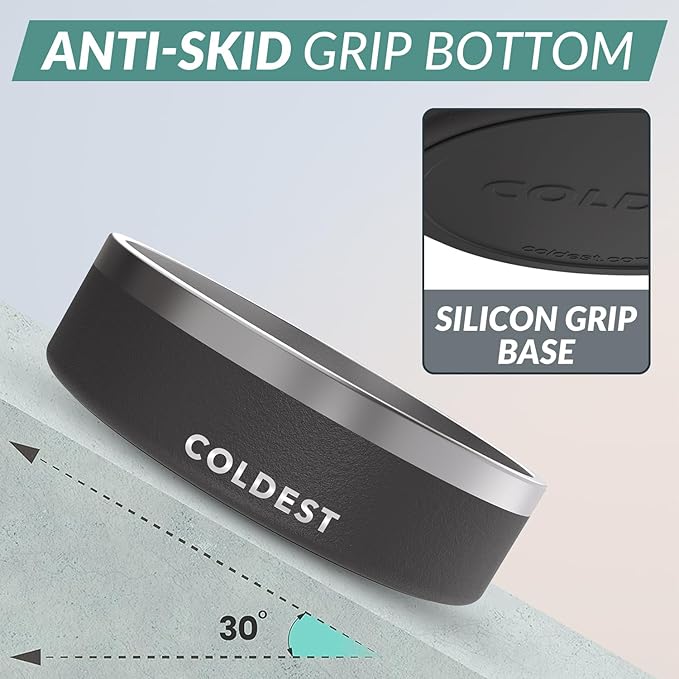 Coldest Dog Bowl - Anti Rust Metal, Non Slip, 3 Layers Insulated Stainless Steel Dog Bowls - Spill Proof & Heavy Duty - Water Bowl for Dogs, Cats & Pets, Dish Washer Safe (42 oz, Stealth Black) - Image 2