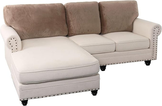 PrinceDeco Sectional Couch Covers Velvet Cushion Covers for Sectional Couch Cushion Covers for Sectional Sofa Separate Sectional Sofa Slipcovers Washable(1 Chaise Back+ 2 Sofa Back,Taupe) by PrinceDeco
