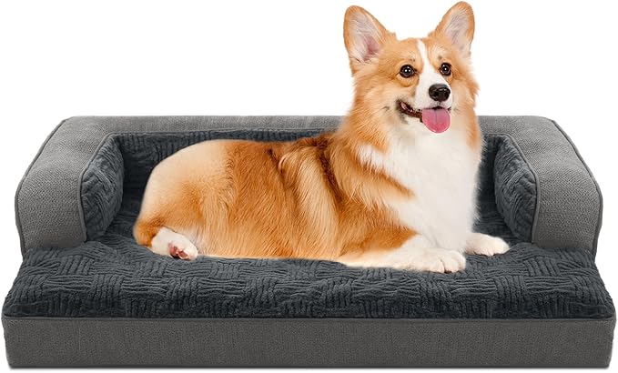 WINDRACING Orthopedic Dog Beds Large Sized Dog, Waterproof Memory Foam Pet Bed with Sides, Non-Slip Bottom Large Pet Bed with Washable Removable Cover,40x28 Inch, Gray - Image 2