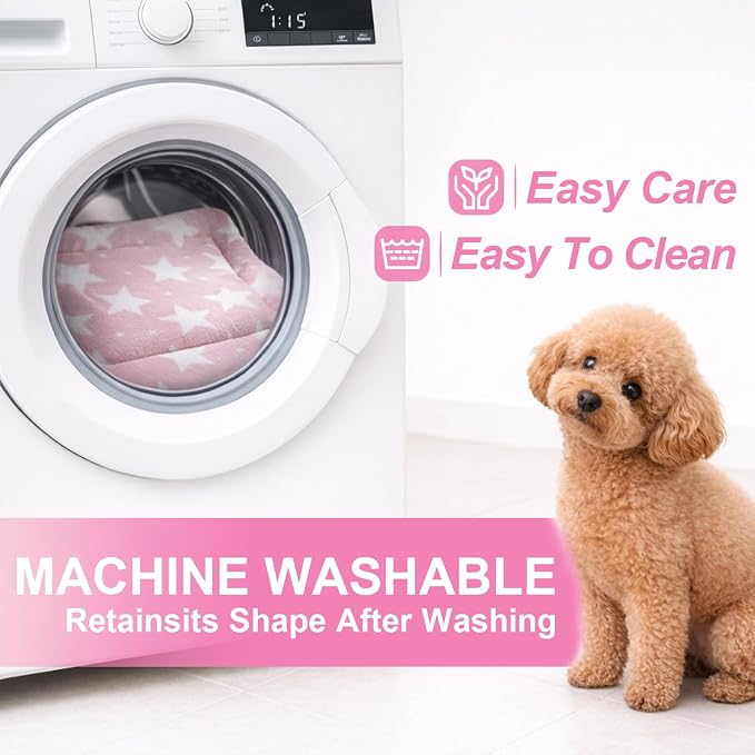 Washable Dog Bed Mat With Anti-Slip Bottom, Deluxe Plush Memory Foam Crate Pad & Waterproof Outdoor Kennel Mat For Dogs & Cats-Durable Crates Beds, Large Medium Small Puppy Size 24" x 18",pink - Image 6