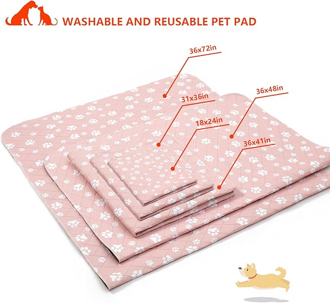 Washable Pee Pad for Dogs of 2Pack Reusable Puppy Non-Slip Pet Training Pads（Pink,31*36"） - Image 3