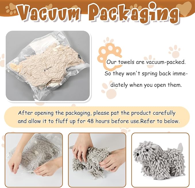 Tegeme 2 Pcs Chenille Dog Hand Towel Fuzzy Towel Absorbent Microfiber Soft for Bathroom Kitchen Washstand (Grey Brown,Standing Dog) - Image 2