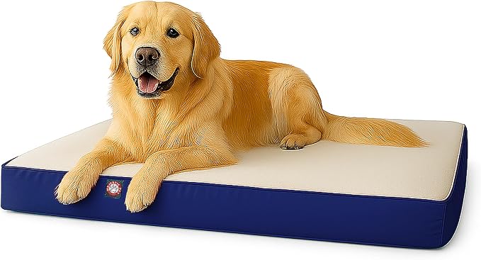 Majestic Pet 48x34x3 Inch Blue Orthopedic Memory Foam Rectangle Dog Bed – Large Size Crate Dog Bed for Dogs with Joint Pain, Arthritis – Durable Pet Mattress with Egg Crate Foam, Washable Cover by MajesticPet