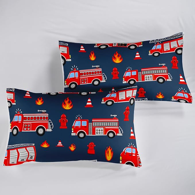 QOOMO Fire Truck Kids Comforter Set, 3Pcs Bedding Set, Full Size, Printed Comforter with 2 Pillowcases, Down Alternative, Soft and Lightweight, for All Seasons - Image 6