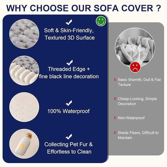 STACYPIK Waterproof Gray Sofa Cover for Dogs, Non Slip Pet-Scratch Resistant Couch Cover Sectional, Loveseat Slipcover for 2 Cushion Couch, Washable Plush Fluffy Coral Throw Slipcover-27.6X59.1IN - Image 2
