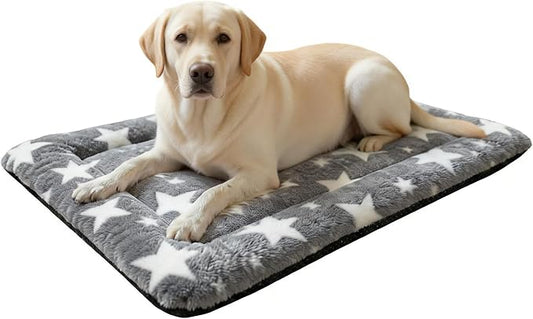 Washable Dog Bed Mat With Anti-Slip Bottom, Deluxe Plush Memory Foam Crate Pad & Waterproof Outdoor Kennel Mat For Dogs & Cats-Durable Crates Beds, Large Medium Small Puppy Size 36" x 24",Grey by Unknown